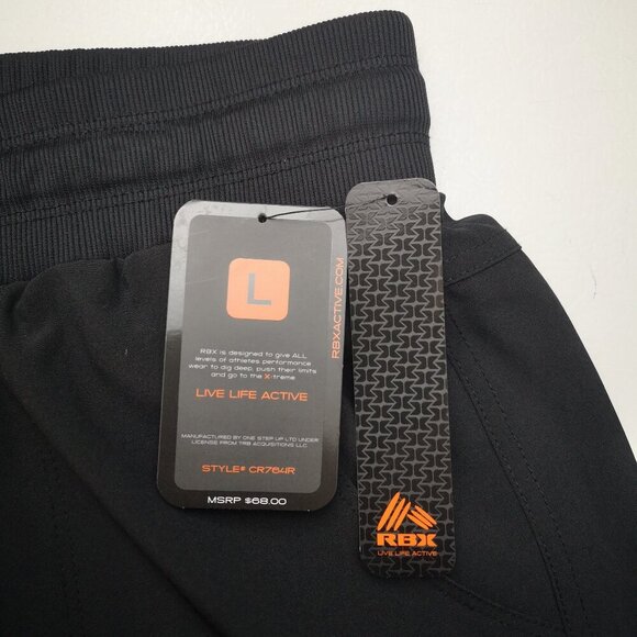 NWT Reebok Ladies Size Large Black Elastic & Tie Waist Active Capris - Picture 3 of 13